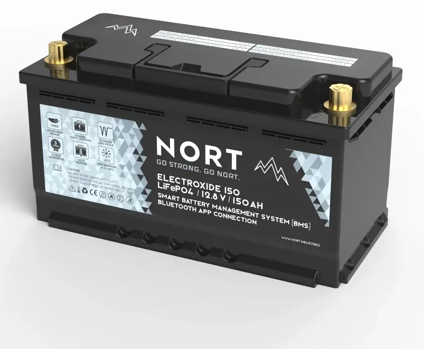 Produktrendering der Batterie mit Etikett